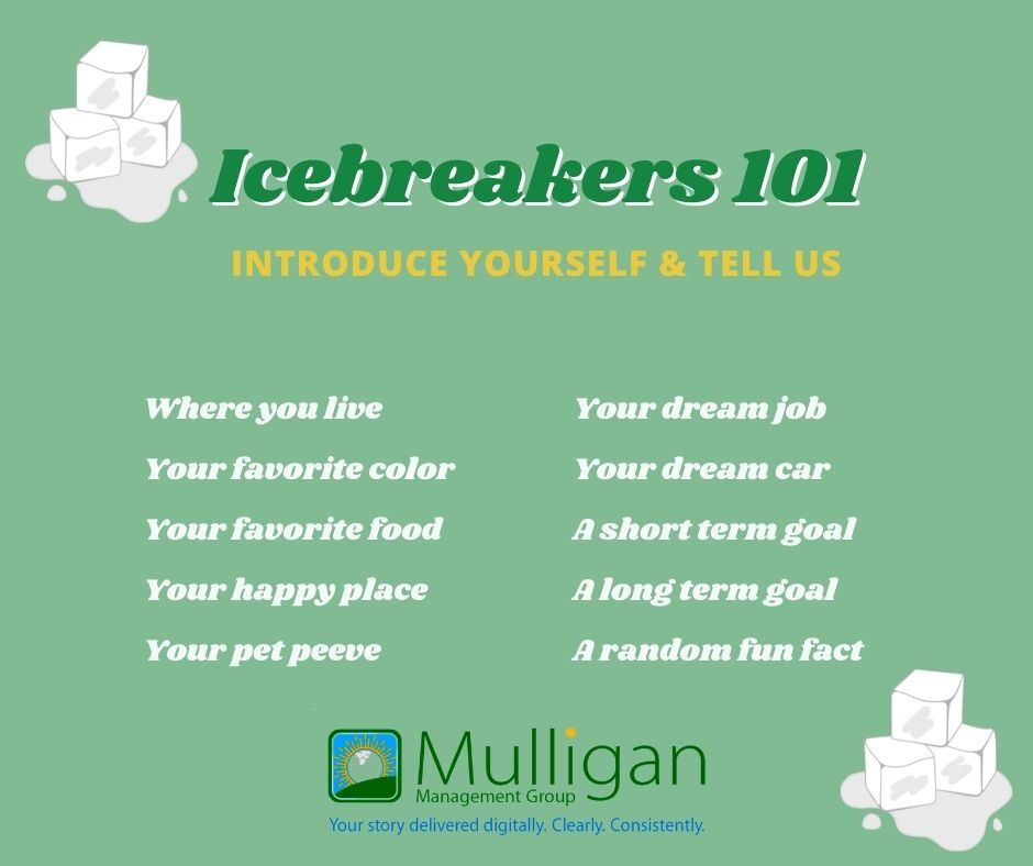 meeting icebreakers 101 by De-de Mulligan and Mulligan Management Group Blog Post